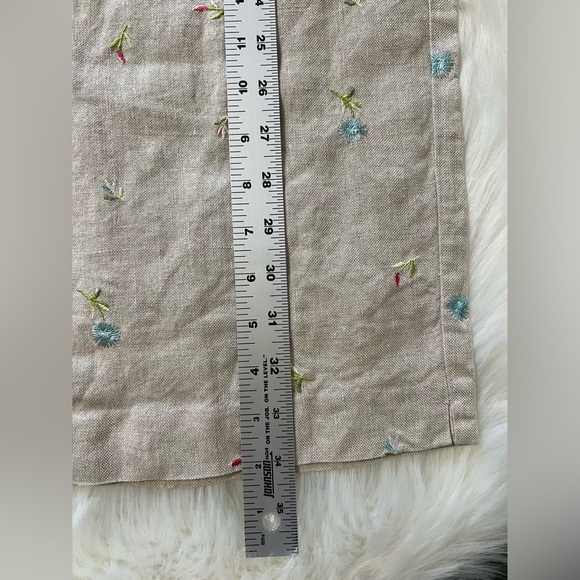 Talbots vintage Irish linen wide leg floral embroidered pants size- see pics - Picture 9 of 9